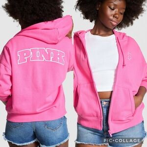 PINK IVY FLEECE CAMPUS FULL-ZIP HOODIE